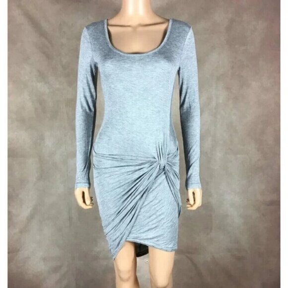 Gray Long Sleeve Bodycon Dress NWT M - Picture 1 of 9